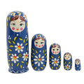 Set of 5 Hand Painted Wooden Nesting and Stacking Dolls - Sticky add to cart bar