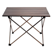 Brown Aluminium Foldable and Portable Camping Side Table (16x18x22)