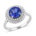 AAAA Tanzanite Diamond Ring in 950 Platinum |Rhapsody - Sticky add to cart bar