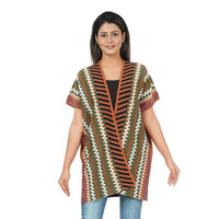 PASSAGE 100% Acrylic Knit Orange Chevron and Stripe Pattern Sweater Vest