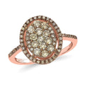 Natural Champagne Diamond Marquise Shape Ring in Rhodium & Vermeil Rose Gold Over Sterling Silver 1.00 ctw - Sticky add to cart bar