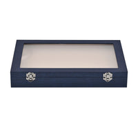 Doorbuster Navy Leatherette Anti Tarnish Lining Ring and Earring Box (150 Slot) (14"x9.5"x2")
