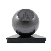 Buddha Engraved Shungite Sphere with Stand 8cm Approx. 629.00 ctw