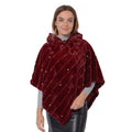 PASSAGE Off White Faux Fur Drawstring Hooded Textured Poncho with Simulated Pearl Accent (One Size Fits Most) - Sticky add to cart bar