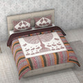 White with Multi Color Tree of Life Print 100% Cotton Hand Quilted, Hand Stitched Quilt and 2pcs Pillow Sham - Sticky add to cart bar