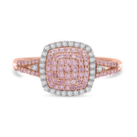 Luxoro 10K Rose Gold I3 Natural Pink and White Diamond Split Shank Ring 0.50 ctw