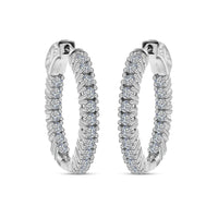 Moissanite Inside Out Hoop Earrings in Platinum Over Sterling Silver 7.15 Grams 1.50 ctw