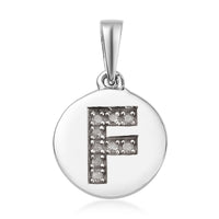 Lolos Exclusive Pick's Diamond Initial "A" Circle Pendant in Platinum Over Sterling Silver 0.07 ctw