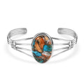 SANTA FE Style Kingman Turquoise Cuff Bracelet in Sterling Silver 7 Inch 16.40 Grams 3.75 ctw - Sticky add to cart bar