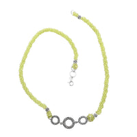 Bali Legacy Peridot Beaded 3 Row Necklace 22 Inches in Sterling Silver 120.00 ctw