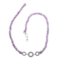 Bali Legacy Amethyst Beaded 3 Row Necklace 22 Inches in Sterling Silver 120.00 ctw
