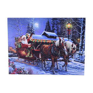 " 3-LED LED Christmas painting-carriage material:FIR+canvas size:30*40 CM(11.81x15.75 inch) weight:0.25kg colors:multicolor battery:2*AA(not include) "