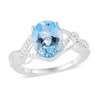 Sky Blue Topaz Loose Braid Solitaire Ring in Sterling Silver 3.00 ctw