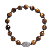 Lapis Lazuli and Simulated Diamond Beaded Stretch Bracelet in Silvertone 77.00 ctw
