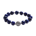 Lapis Lazuli and Simulated Diamond Beaded Stretch Bracelet in Silvertone 110.36 ctw - Sticky add to cart bar