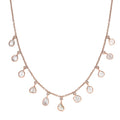 Artisan Crafted Polki Diamond Dainty Drop Station Necklace 18-20 Inches in 14K Rose Gold Over Sterling Silver 2.00 ctw - Sticky add to cart bar
