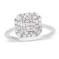 Diamond Cluster Ring in Platinum Over Sterling Silver 0.50 ctw - Sticky add to cart bar