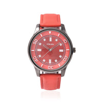 Strada Japanese Movement Water Resistant Watch with Black Faux Leather Band and Stainless Steel Back