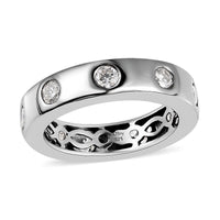 0.80 ctw Moissanite Ring in Platinum Over Sterling Silver