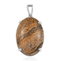 Silver Leaf Jasper Solitaire Pendant in Sterling Silver 20.25 ctw - Sticky add to cart bar