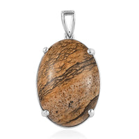 Silver Leaf Jasper Solitaire Pendant in Sterling Silver 20.25 ctw