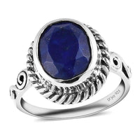 2.50 ctw Artisan Crafted Lapis Lazuli Solitaire Ring in Sterling Silver
