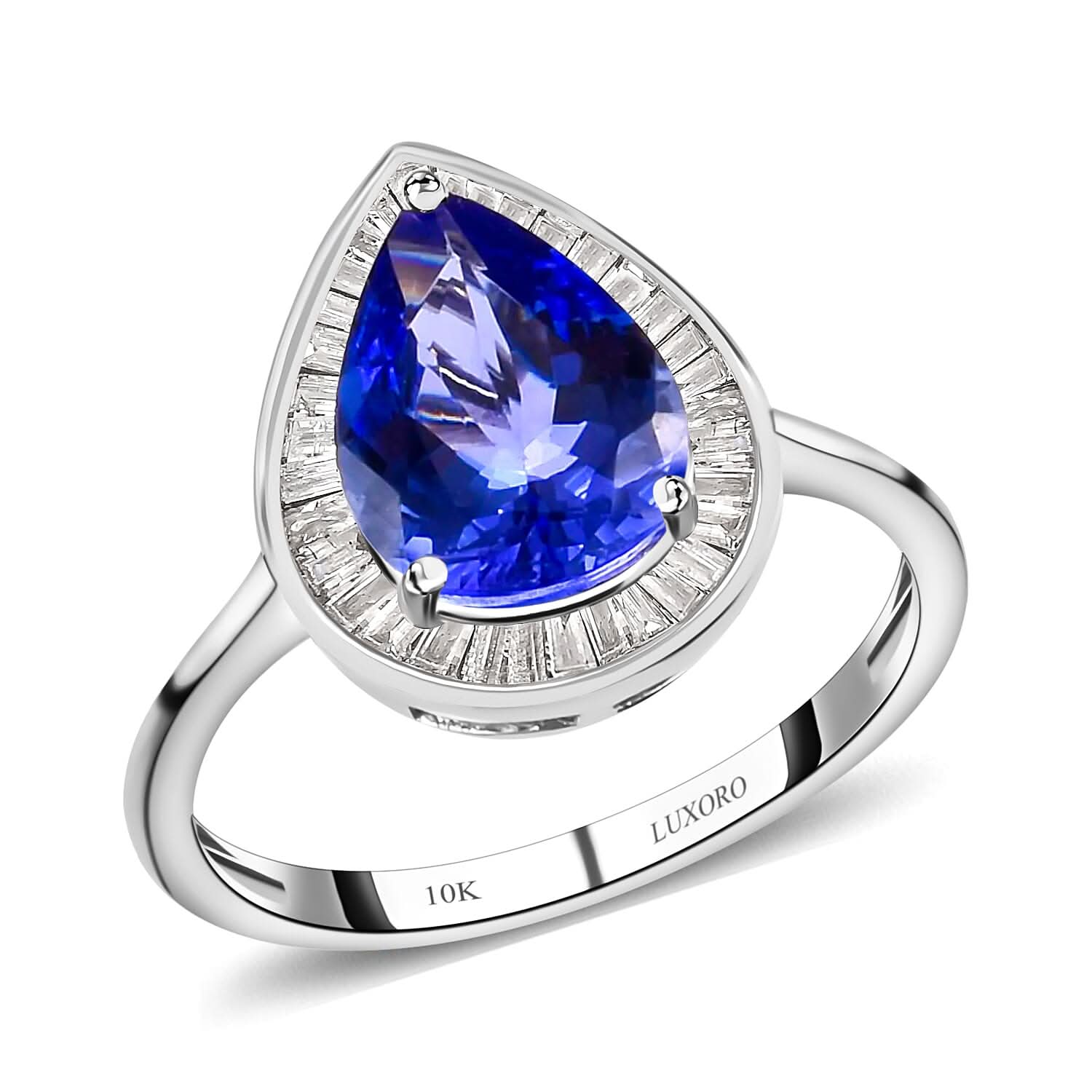 LUXORO 10K White Gold Premium Tanzanite and Diamond Halo Ring 2 Grams 2.30 ctw (1)