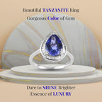 LUXORO 10K White Gold Premium Tanzanite and Diamond Halo Ring 2 Grams 2.30 ctw