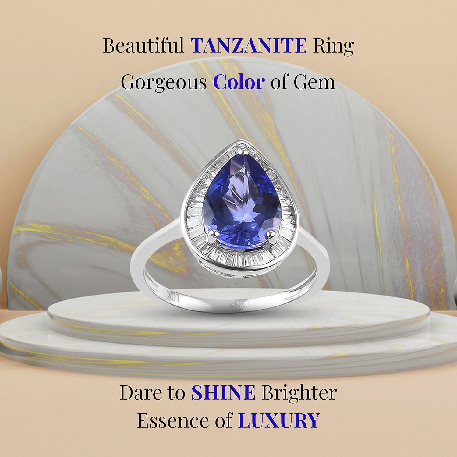 LUXORO 10K White Gold Premium Tanzanite and Diamond Halo Ring 2 Grams 2.30 ctw (4)