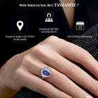 LUXORO 10K White Gold Premium Tanzanite and Diamond Halo Ring 2 Grams 2.30 ctw