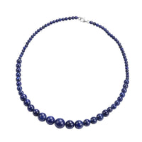 Lapis Lazuli Beaded Necklace 18 Inches in Sterling Silver 166 ctw