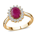 ILIANA 18K Yellow Gold AAA Royal Thai Ruby and G-H SI Diamond Ring 4.15 Grams 1.80 ctw - Sticky add to cart bar