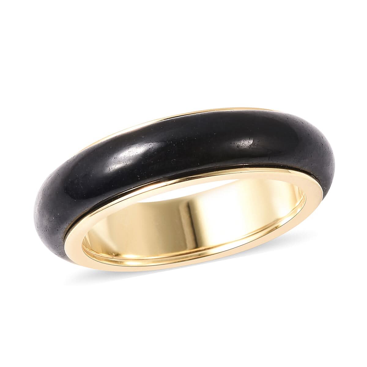 Green Jade Spinner Band Ring in Vermeil Yellow Gold Over Sterling Silver 15.00 ctw (1)