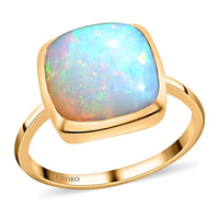 LUXORO 14K Yellow Gold AAA Ethiopian Welo Opal Solitaire Ring (Size 6.0) 3 Grams 4.65 ctw
