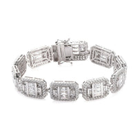 LUSTRO STELLA Made with Finest CZ Bracelet in Platinum Over Sterling Silver (7.25 In) (25.35 g) 23.40 ctw