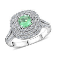 RHAPSODY 950 Platinum AAAA Paraiba Tourmaline and E-F VS Diamond Ring (Size 6.0) 6 Grams 1.15 ctw