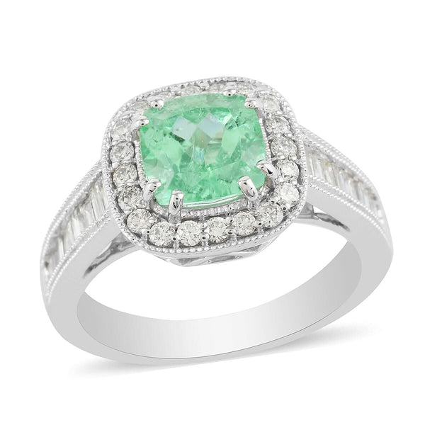 RHAPSODY 950 Platinum AAAA Paraiba Tourmaline and Diamond E-F VS Ring (Size 8.0) 7 Grams 2.30 ctw - Product card gallery slide 1 (9431235690751)