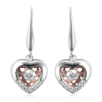 Lustro Stella Finest CZ Dancing Heart Earrings in Sterling Silver 0.75 ctw