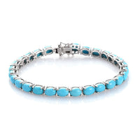 AMERICAN Natural Sleeping Beauty Turquoise Tennis Bracelet in Platinum Over Sterling Silver (7.25 In) 11.10 Grams 17.50 ctw