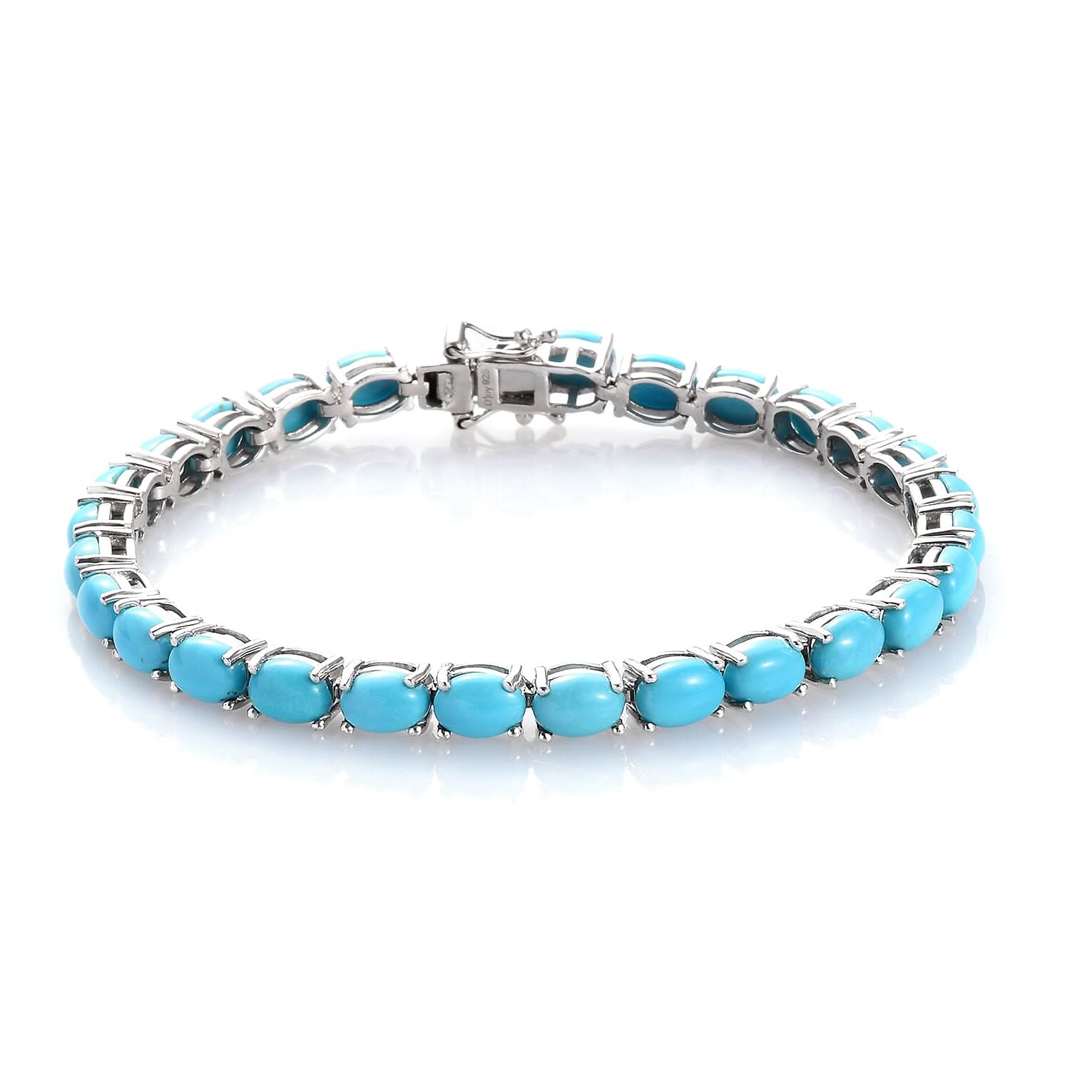 AMERICAN Natural Sleeping Beauty Turquoise Tennis Bracelet in Platinum Over Sterling Silver (7.25 In) 11.10 Grams 17.50 ctw (1)