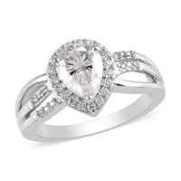 Moissanite Ring in Platinum Over Sterling Silver (Size 6.0) 1.25 ctw