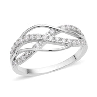 Moissanite Crossover Ring in Sterling Silver (Size 11.0) 0.40 ctw