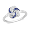 Blue Diamond Accent Floral Ring in Rhodium and Sterling Silver (Size 10.0) - Sticky add to cart bar