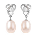 White Freshwater Pearl and Simulated Diamond Drop Earrings in Rhodium Over Sterling Silver - Sticky add to cart bar
