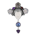 Bali Goddess Carved Bone and Multi Gemstone Pendant in Sterling Silver 5.90 ctw - Sticky add to cart bar