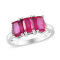 Niassa Ruby (FF) and Diamond 3 Stone Ring in Platinum Over Sterling Silver (Size 8.0) 2.50 ctw - Sticky add to cart bar