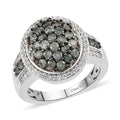 Narsipatnam Alexandrite and Natural White Zircon Cluster Ring in Rhodium and Platinum Over Sterling Silver 1.85 ctw - Sticky add to cart bar