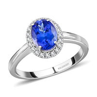 Certified & Appraised Rhapsody AAAA Tanzanite and E-F VS Diamond 1.60 ctw Halo Ring in 950 Platinum 5.40 Grams