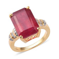 10.60 ctw Niassa Ruby and Diamond Ring in Vermeil Yellow Gold Over Sterling Silver - Sticky add to cart bar