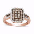 Natural Champagne and White Diamond Art Deco Ring - Sticky add to cart bar
